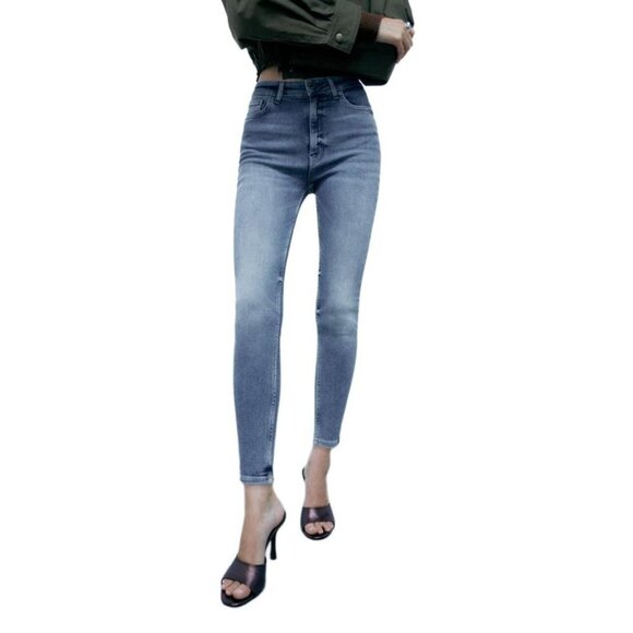 ZARA ZW SKINNY HIGH-WAIST JEANS BLUE SIZE 8 | 6045/041 - Picture 2 of 4